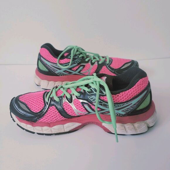 Asics Gel Nimbus 16 Pink Green Running Sneakers T485N Women Size 7,5 - Picture 13 of 16